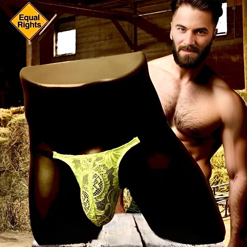 Mens Stretch Lace Bikini Style Manhood Pouch Low Waist Underwear